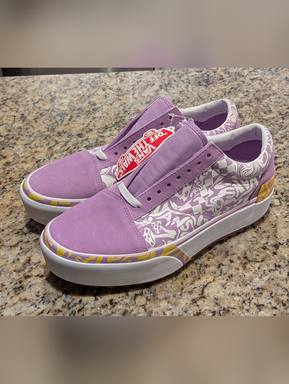 NEW Women's Vans Old Skool Stacked Wavy Daze Sheer Lilac Platform Sneaker Shoes